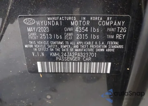 2023 Hyundai Sonata Se z USA, uszkodzony, nr VIN KMHL24JA2PA323701